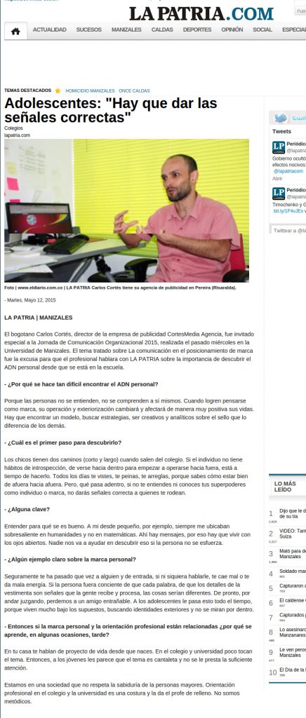 Entrevista Periódico La Patria