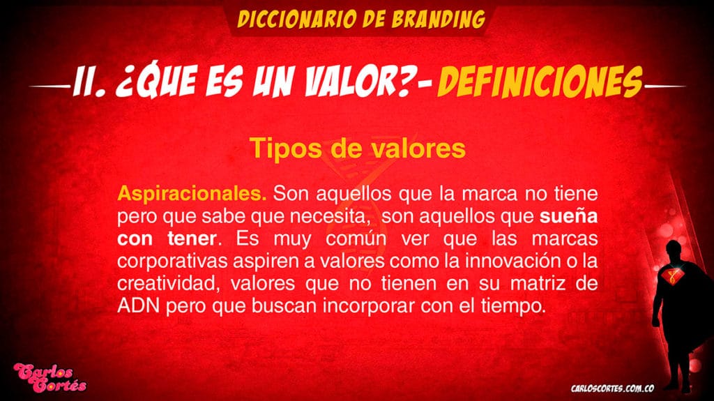 Los valores de marca aspiracionales son muy importantes en el modelo metodológico de la Matriz de ADN de marca de Carlos Cortés