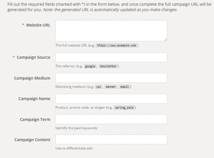 Google campaign builder
