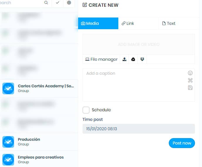 Elegir grupos de FAcebook para publicar al tiempo