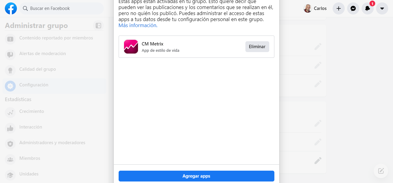 Como vincular una aplicación a un grupo de Facebook