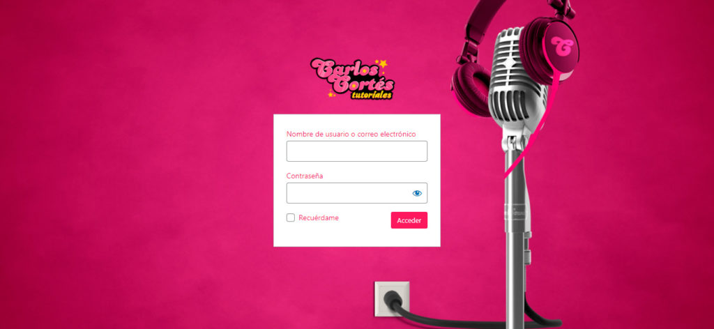 Diseño gráfico area login plataformas Carlos Cortés. Tutoriales Carlos Cortés Agencia.