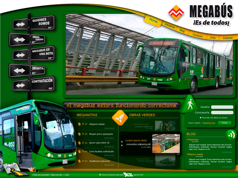 diseño de página web para Megabús