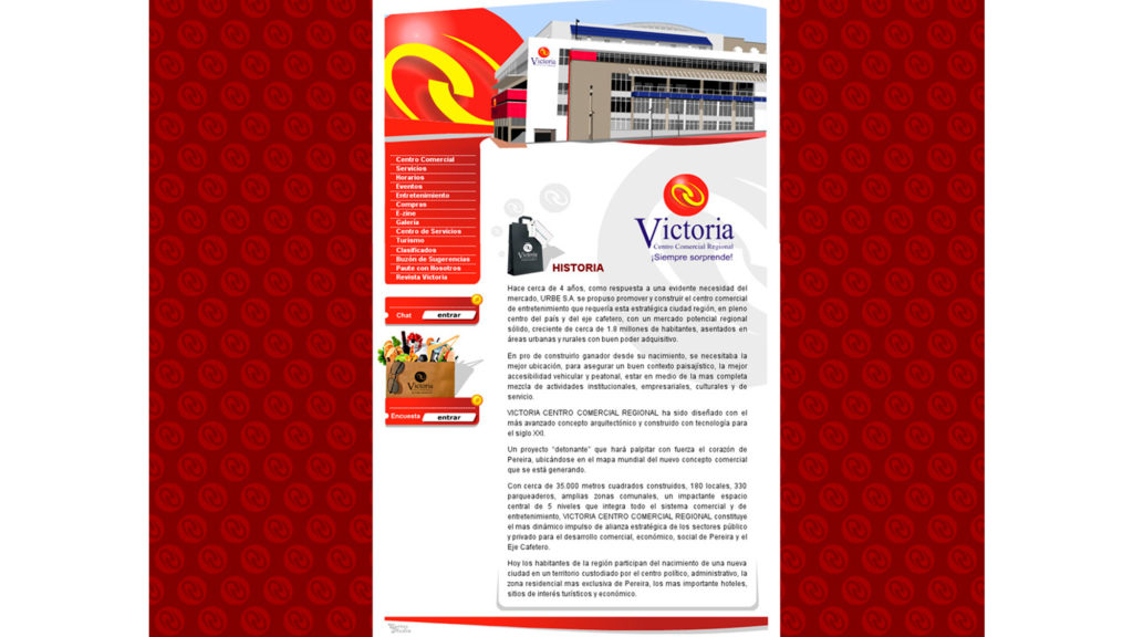 Diseño de página web para Victoria Centro Comercial