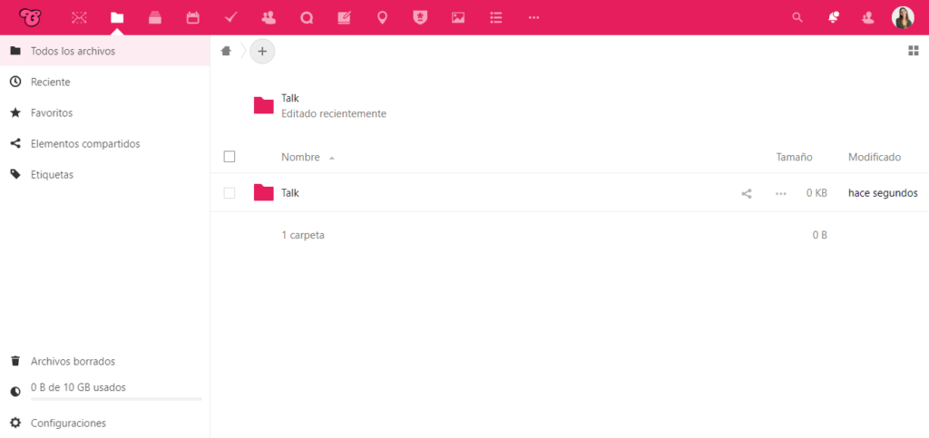 Modo claro de Nextcloud Hub
