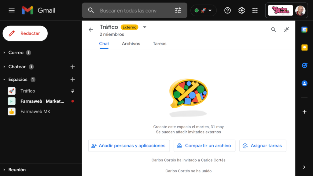 Cómo acceder a Google Spaces desde Gmail