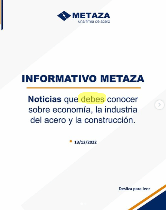 Metaza SA tustea en Instagram
