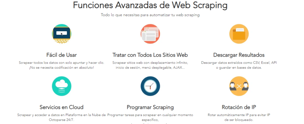 Octoparse funciones avanzadas de web scraping